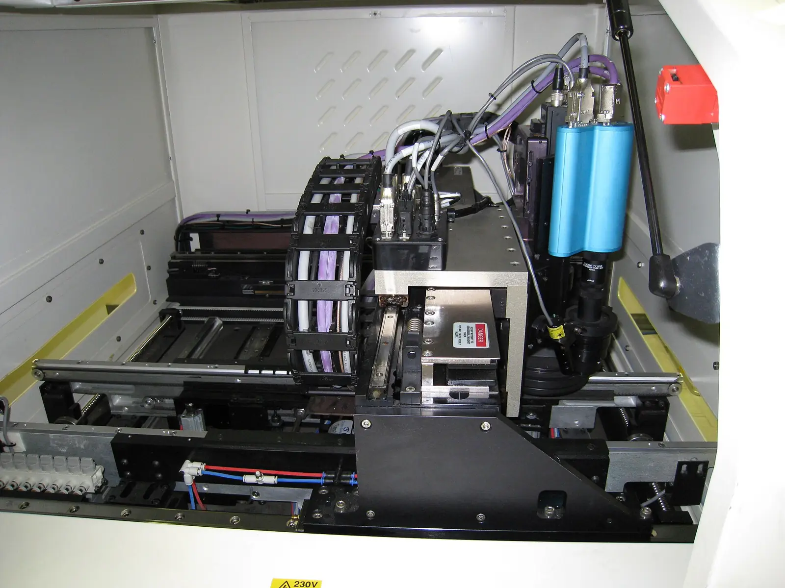 Inspection camera mounted inside an electronics placement machine
